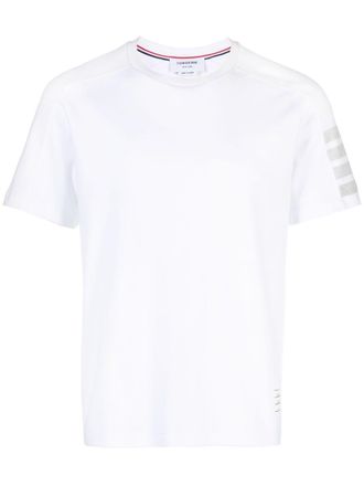 Thom Browne Short Sleeve Tee W/ 4 Bar Stripe In Milano Cotton