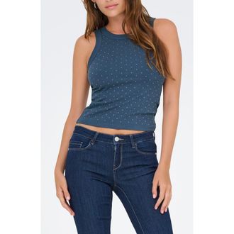 Only Arnhem Rhinestone Sleeveless Top in Ombre Blue Detail Silver Rs at Nordstrom Rack, Size X-Small