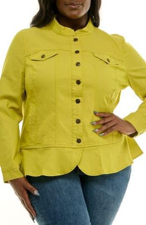 Nina Leonard Denim Peplum Jacket in Chartreuse at Nordstrom Rack, Size 3X