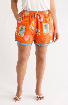 Sugarlips Maury Postcard Shorts in Red-Pink-Multi at Nordstrom, Size 1X