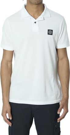 Stone Island White Shirt Collar Polo