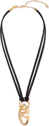 Valentino Garavani VLogo rope necklace - women - Cotton/Metal/Brass - OS - Black