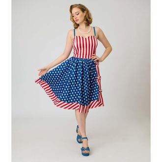 Unique Vintage 1960s Rye Swing Skirt in Blue W/Star Print at Nordstrom, Size X-Large