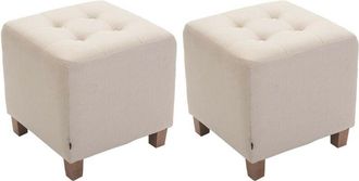 Clp Set de 2 Taburetes Puff Pharao en tela Crema