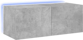 vidaXL Vidaxl - Mueble de tv de pared con luces led gris hormigón 80x35x31 cm
