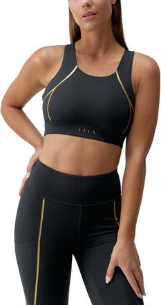 Born Living Yoga Gold Medium Support Performance Sport Top in Black at Nordstrom, Size Medium Eu