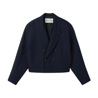 Recto Blazers, male, Blue, Size: XL Double Breasted Short Jumper