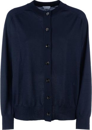 Bottega Veneta Cardigan met Knopen en Lange Mouwen - Dames - Vesten - Blauw - S - Kasjmier - Truien & Vesten