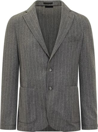 HUGO BOSS Slim-fit Blazer in gestreken stretchflanel - Heren - Blazers - Grijs - 2XL - Wol - Jassen