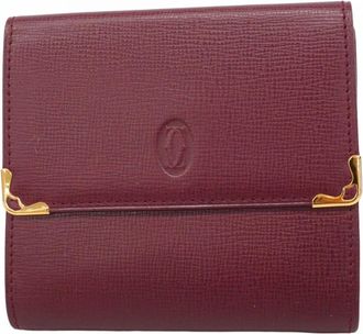 Cartier Bordeaux Leather Wallet (Tri-Fold) (Pre-Owned)
