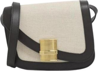 Ferragamo Pre-owned Fiamma Small Canvas Calf Shoulder Bag - Dames - Vintage Schoudertas - Beige - ONE Size - Leer - Vintage
