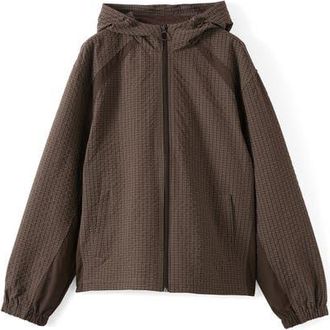 Cotton On Mens Hooded Spray Jacket in Chocolate Check at Nordstrom, Size X-Small