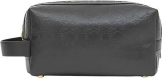 Amiri Logo Plaque Zipped Toiletry Bag - Heren - Toilettassen - Zwart - ONE Size - Leer - Tassen