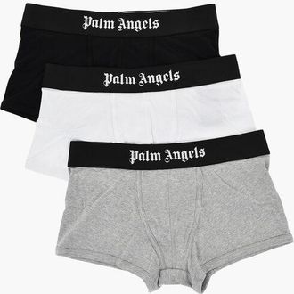 Palm Angels Set Of 3 Solid-Color Boxer Briefs With Branded Waistband size L