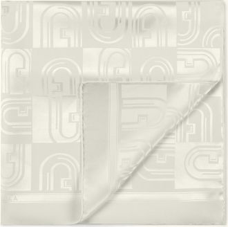 Furla Lotus Stola 70x200 Panna Bianco Chiffon Di Seta Con Stampa Arco Dama Donna