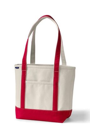 Lands End Lands End Canvas Open Top Tote Bag Regular & Long Handle Carry All - Stylish for Work Travel Beach Errands Great Gift in