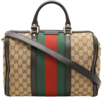 Gucci Pre-owned Handbags, female, Beige, Size: ONE SIZE Pre-owned Canvas Handbag