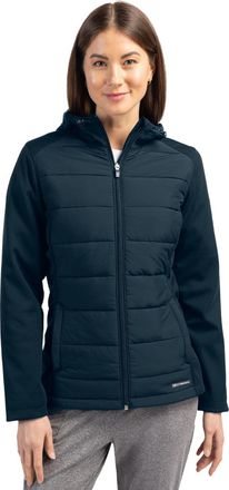 Cutter & Buck Evoke Hybrid Softshell Full Zip Womens Hooded Long SleeveJacket