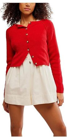 Free People Sydney Shrunken Cardi Womens Sweatshirt Atlas Red : XL (Womens 16), Cotton/Polyester
