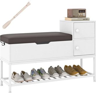 Costway Shoe Storage Bench Shoe Rack Stand with Flip Top Storage-White