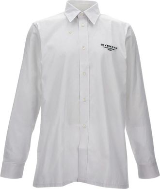 Givenchy Casual Shirts, male, White, Size: 2XL Poplin Shirt with Embroidered Logo