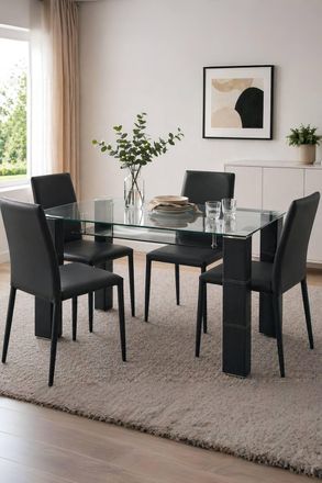 Julian Bowen Greenwich Rectangular Glass Top Dining Table in Black