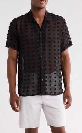 Raga Man Kabir Swiss Dot Button-Up Shirt in Black at Nordstrom Rack, Size Xx-Large
