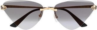 Cartier panther-plaque cat-eye sunglasses - unisex - Metal/Acetate - One Size - Black