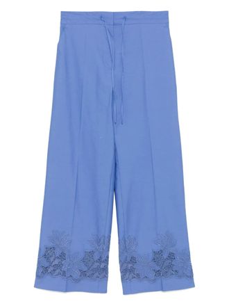 P.A.R.O.S.H. floral-embroidery trousers - Blue
