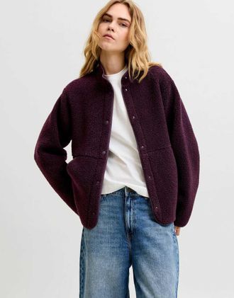 Jack & Jones Vera giacca teddy a collo alto viola-Rosso