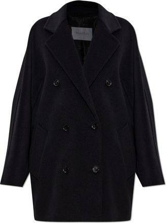 Max Mara Jassen, Dames, Zwart, S, Wol, Rebus Double-Breasted Coat