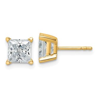 Diamond2Deal 14k Gold 3 ctw Princess Lab Grown Diamond Stud Earrings