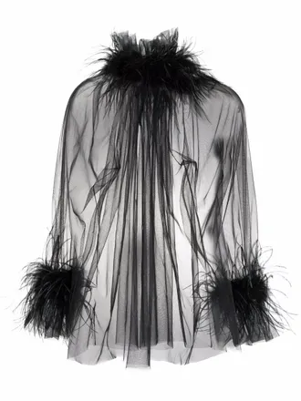 Styland Blusa semi trasparente - Nero