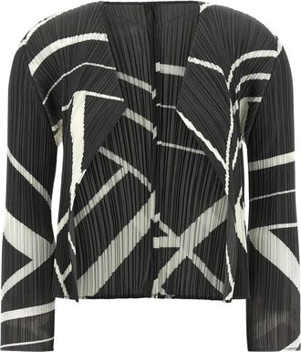 Issey Miyake Truien & Vesten, Dames, Zwart, L, Fold Line Cardigan