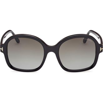 Tom Ford Hanley 57mm Gradient Butterfly Sunglasses in Shiny Black /Gradient Smoke at Nordstrom Rack