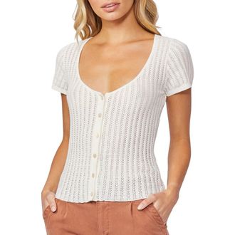 Paige Anthy Open Stitch Knit Top in White at Nordstrom, Size Medium