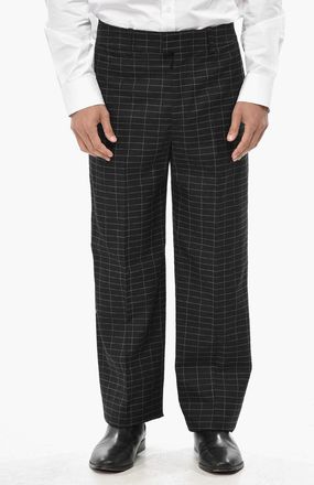Off-white TAILORING Pantaloni in Lana Vergine con Motivo a Quadri Off-White