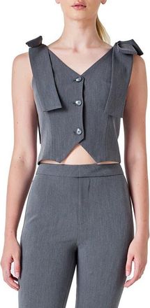 endless rose Bow Tie Strap Crop Vest in Grey at Nordstrom, Size X-Small