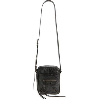 Balenciaga Le City Vertical Arena Leather Crossbody Bag in 1000 Black at Nordstrom