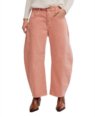 Free People Good Luck Mid Rise Barrel Jeans In Desert Petal