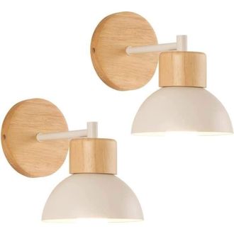 OEM Juego De 2 Apliques De Pared Industriales Tuserxln, Casquillo E27, L&aacute;mparas De Pared De Metal Y Madera Para Interiores, Ideales Para Dormitorio, Sala 