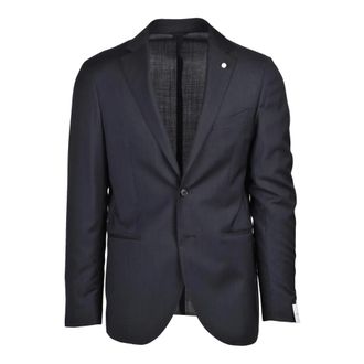 Luigi Bianchi Mantova Formal Blazers, male, Black, Size: L Giacca Stondata