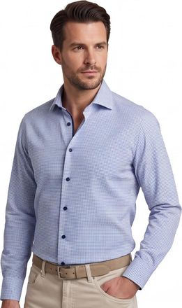 John Miller overhemd geprint blauw lange mouwen