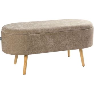 Beliani Panca con contenitore Tessuto di ciniglia Rivestimento Gambe di legno di pino Camera da letto Soggiorno Accessorio Marrone chiaro Oklahoma