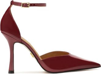 Kazar Maroon halfopen pumps van lakleer met open neus - Dames - Pumps - Bruin - 41 EU - Leer - Schoenen