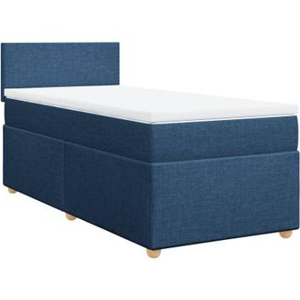 vidaXL Cama Box Spring Con Colch&oacute;n Tela Azul 100x200 Cm Vidaxl