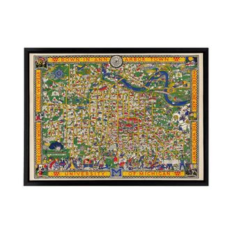 Artery8 Koessler 1926 Map Michigan University Framed Canvas Wall Art Print | Size: W24 x H32