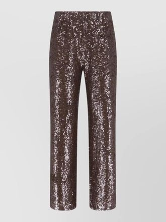 Parosh straight leg trousers elastic waistband sequins