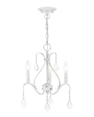 Livex Lighting 3-Light Antique White With Clear Crystals Chandelier