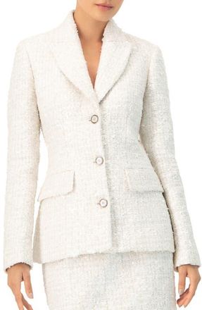 Ivonne Breasted Blazer with Three Buttons in Ivory at Nordstrom, Size 14